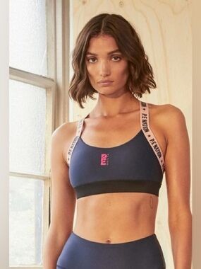 P.E Nation Flex It Navy & Pink Logo Sports Bra size Small